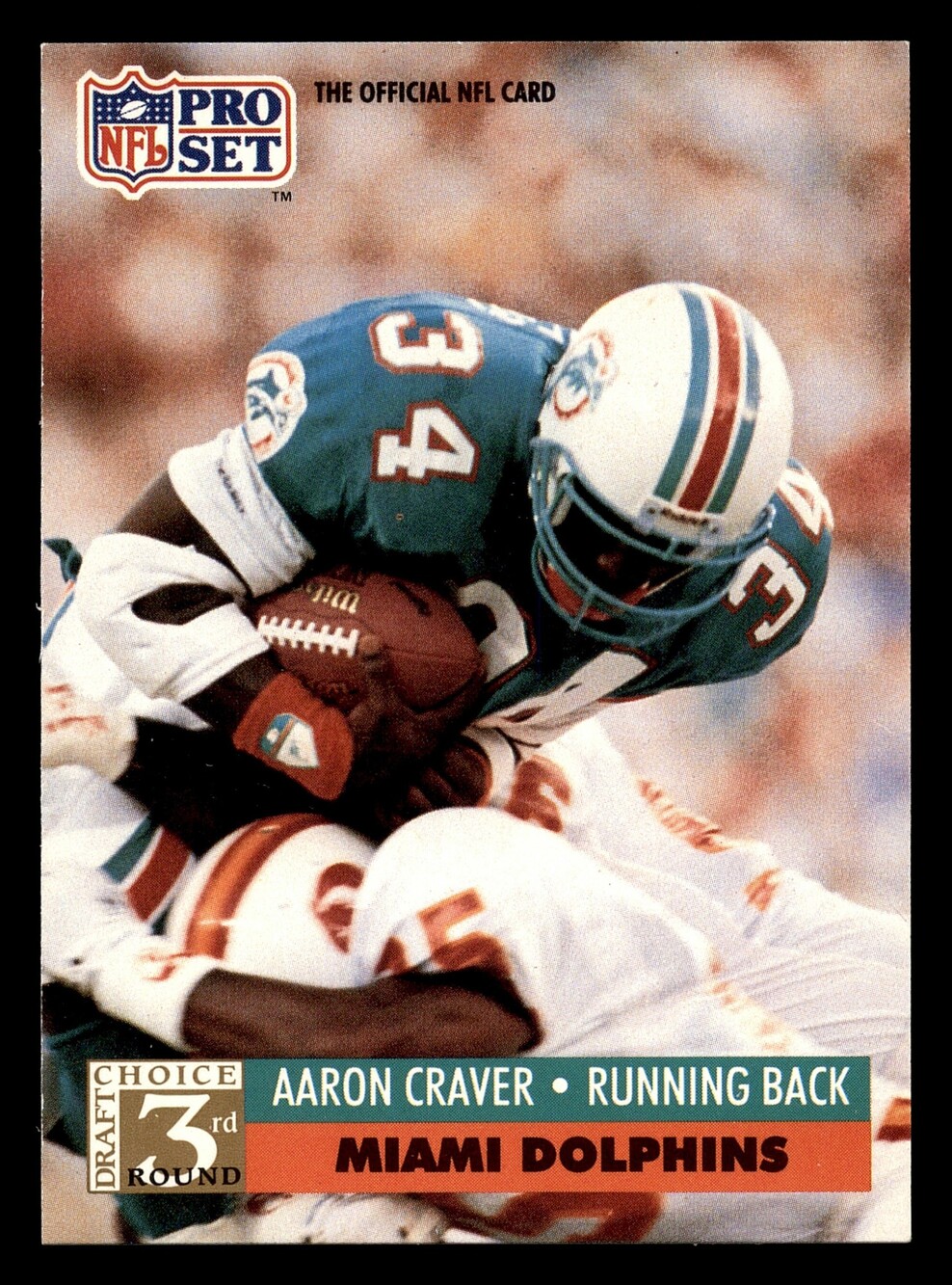 1991 Pro Set #789 Aaron Craver Rookie Football Card Miami Dolphins